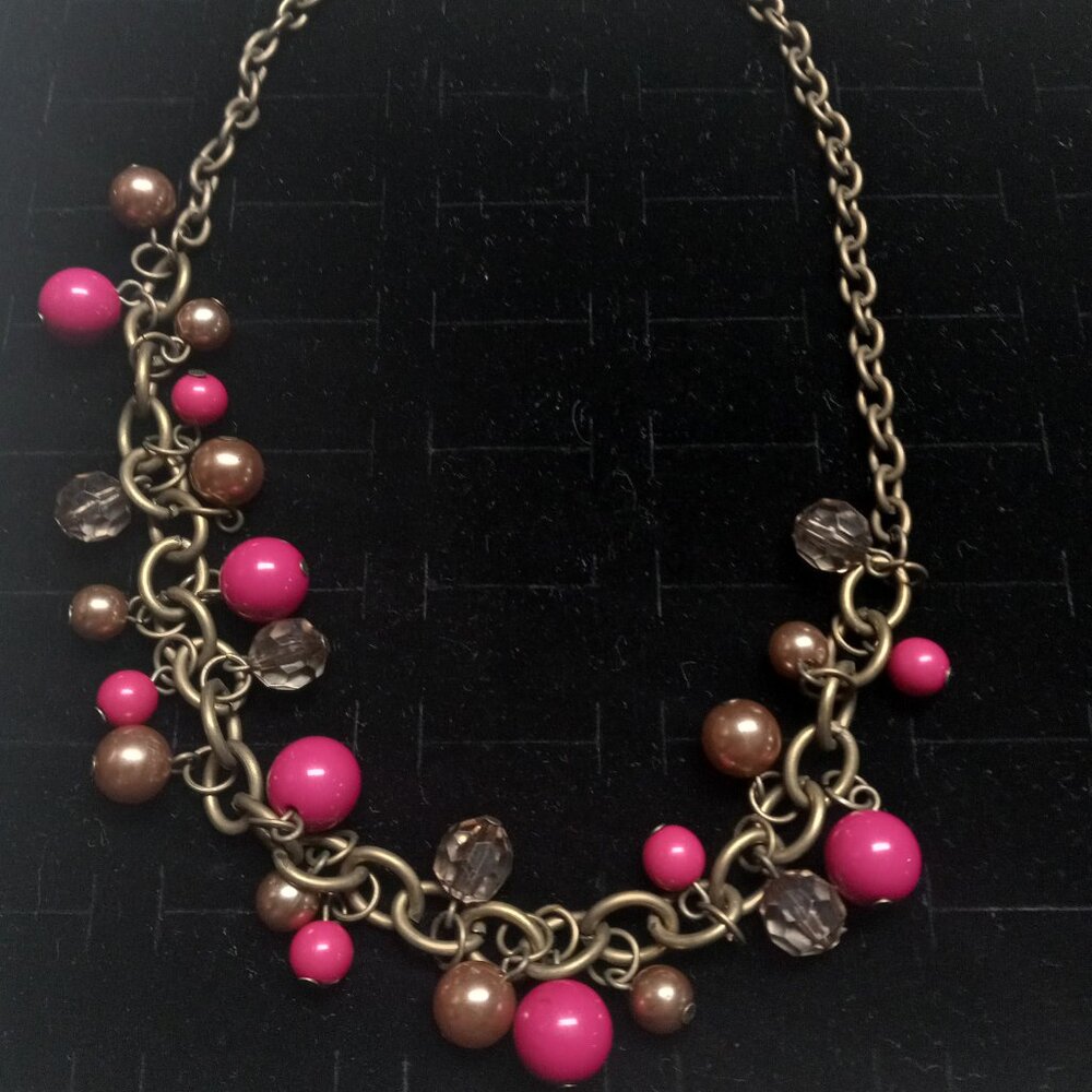 Pink and gold toned necklace
